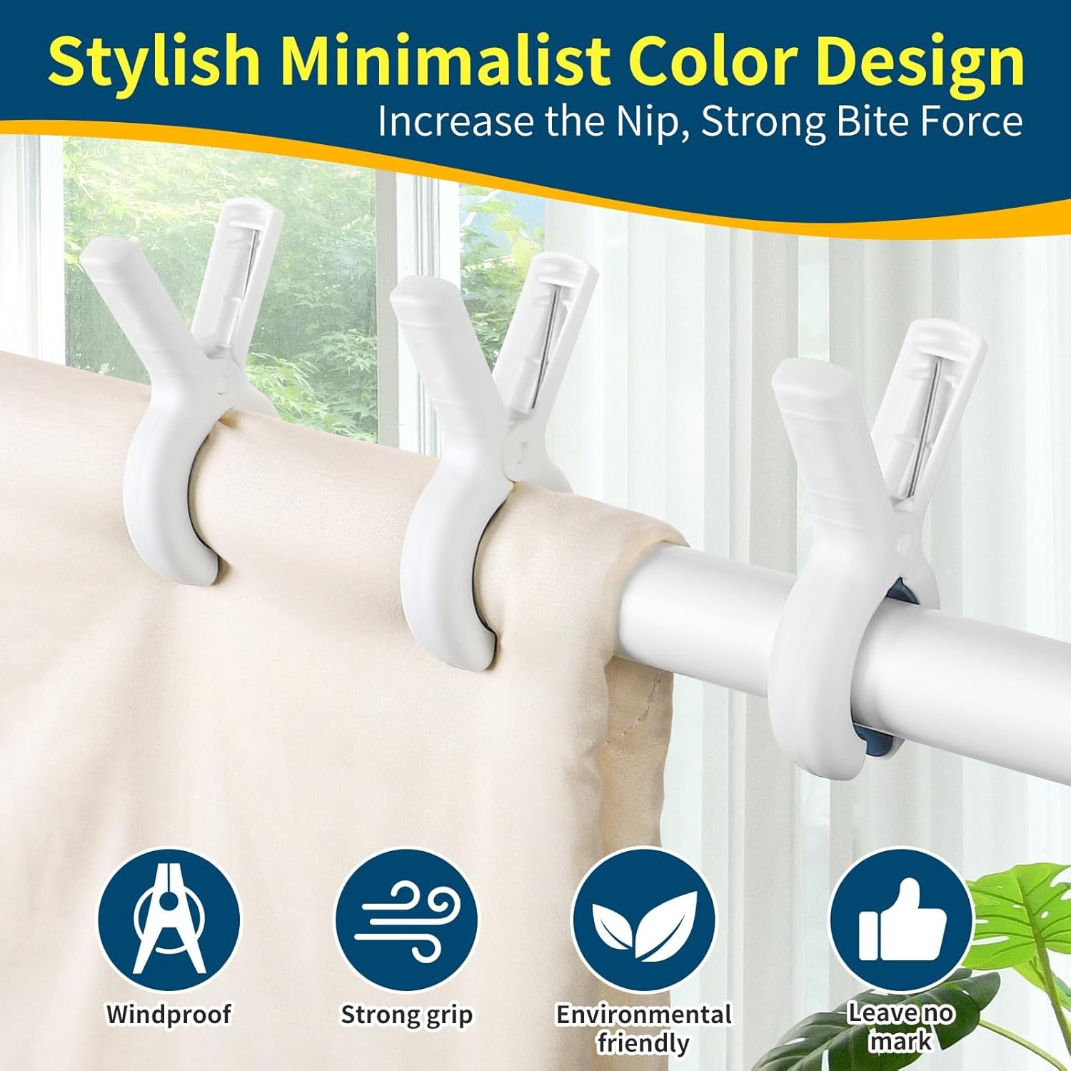 12 Pc Plastic Clothes Pins Windproof Clothes Clips Clothesline Hanging