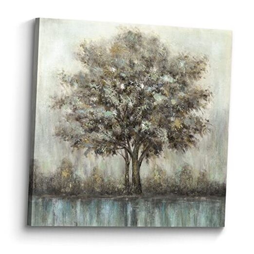 Tree Wall Art Canvas Painting: Textured Nature Picture 24"L x 24"W Tree 02