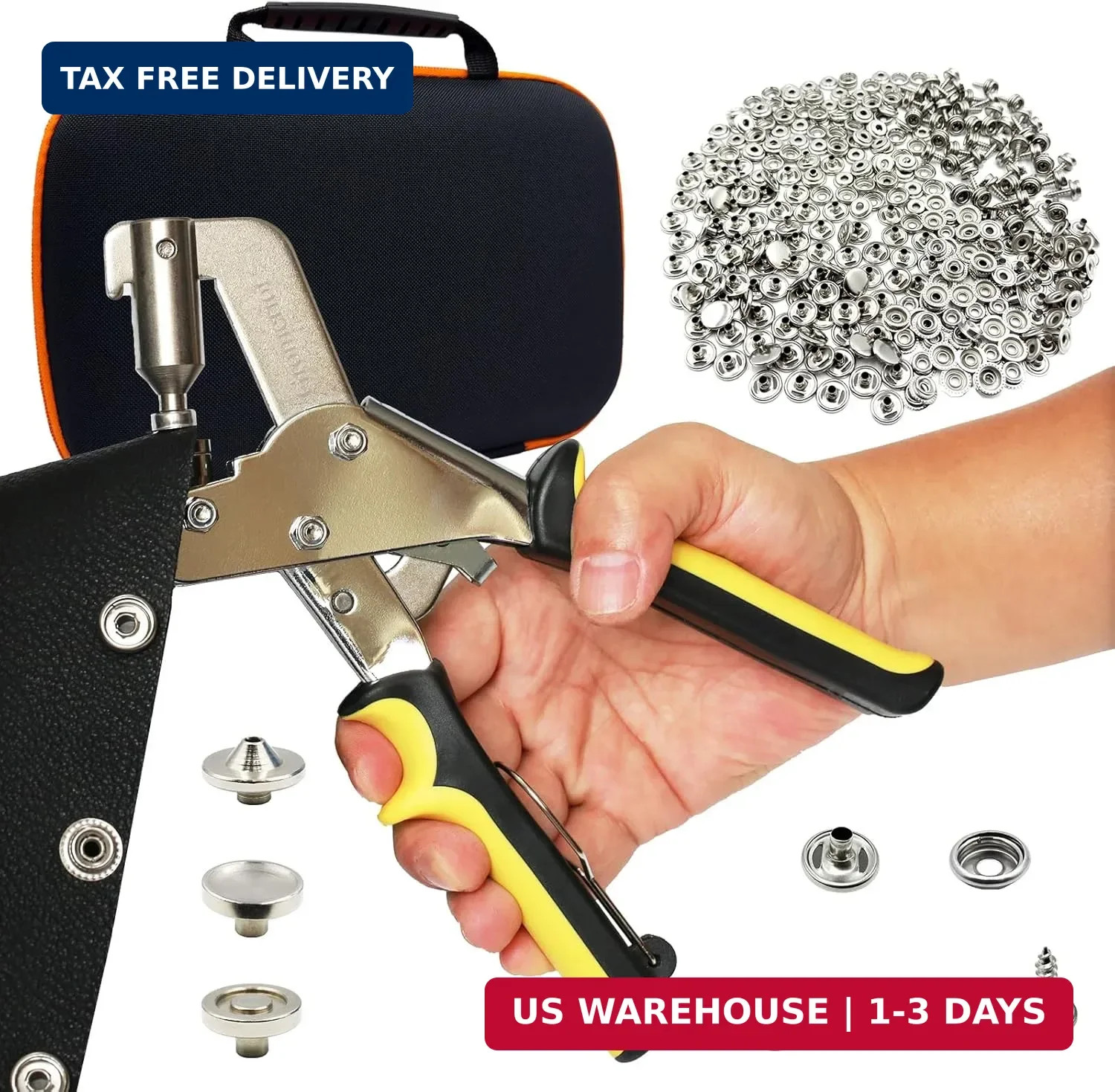 Snap Fastener Tool with Case 100 Sets 15mm Stainless Steel Snaps for Boat Cover