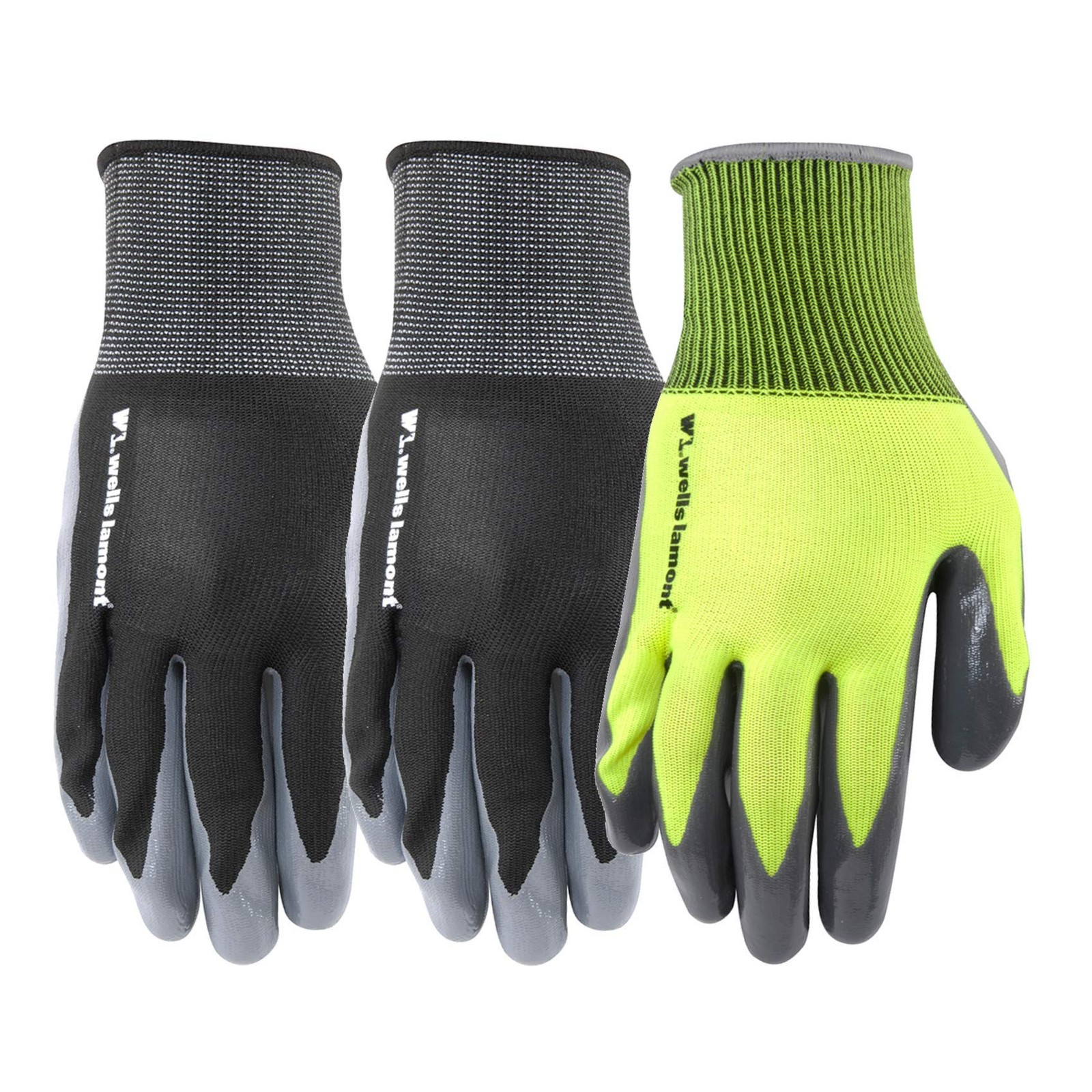 Wells Lamont 3 Pair Pack Men's Nitrile Coated Grip Work Gloves, Medium 546MF,...