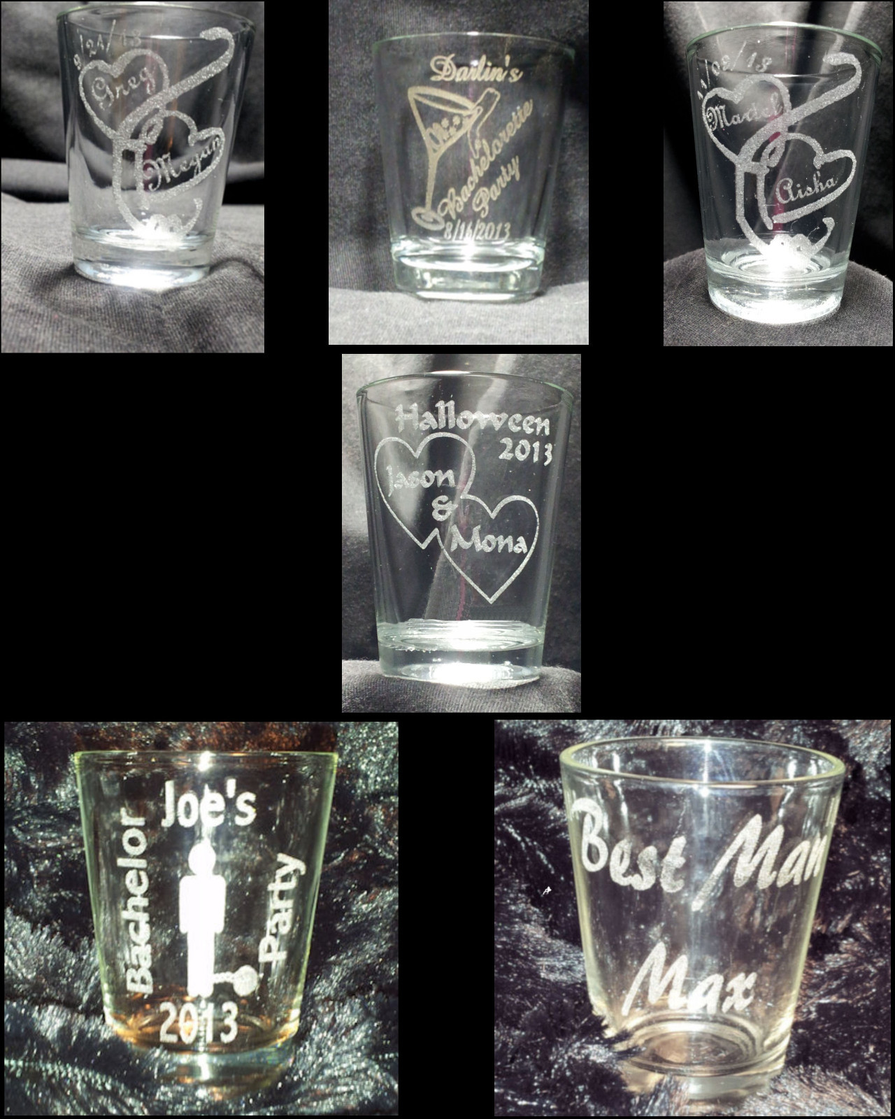 Butterfly etched shot glass. Can be personalized. Different designs available!!