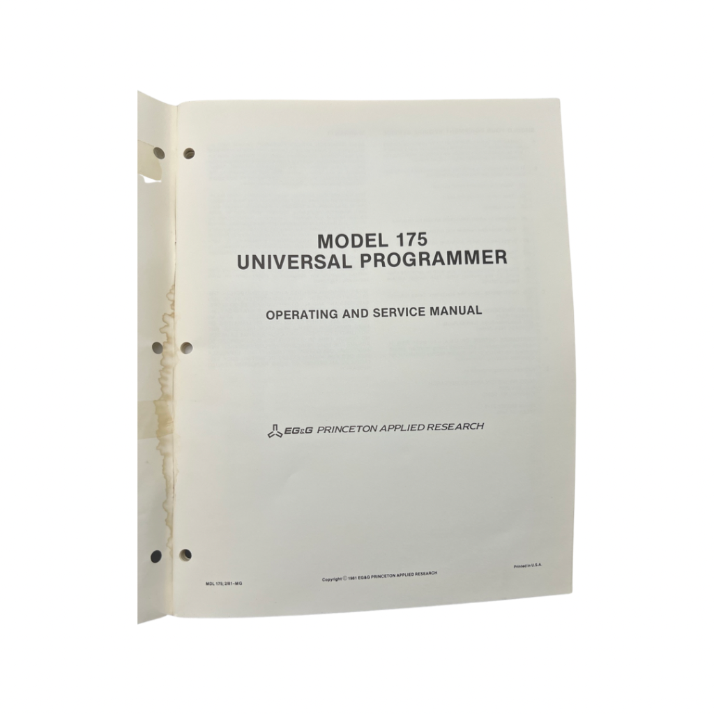 EG&G Model 175 Universal Programmer Operating And Service Manual