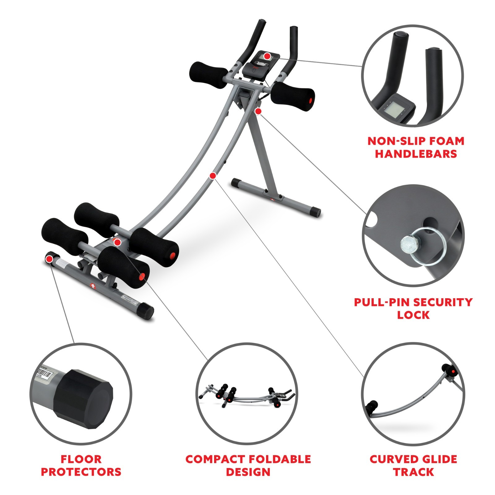 Ab Abdominal Exercise Machine Roller Waist Trainer with Elbow Support Foldable