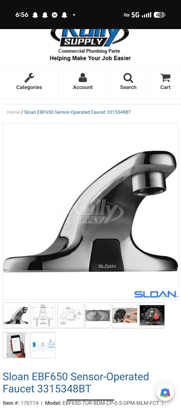 Sloan Optima Plus EBF650 Touchless  Sensor Bathroom Faucet (Missing Controller)
