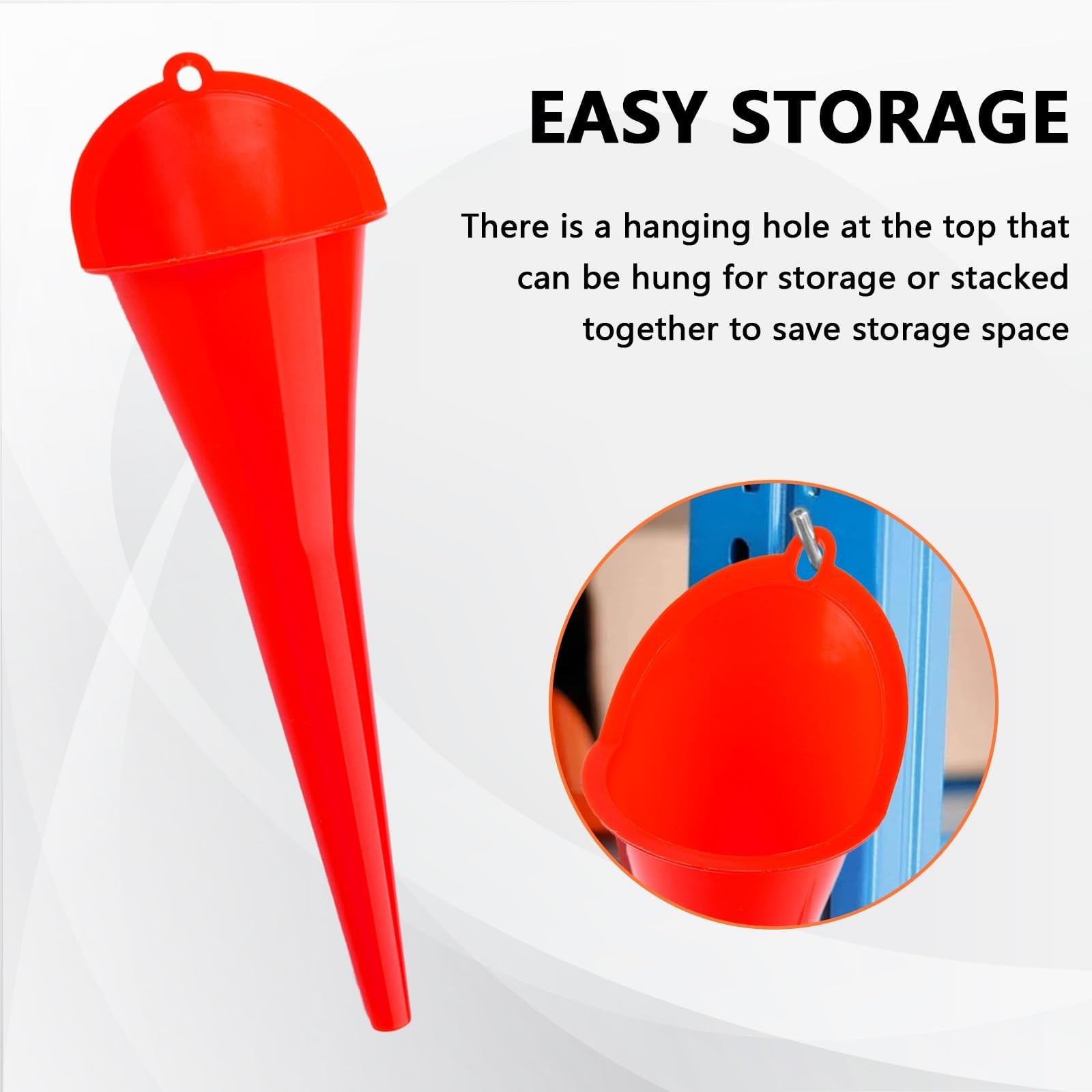 Long-Neck Oil Funnel for Automotive – Multi-Function Plastic Red (1-Pack)