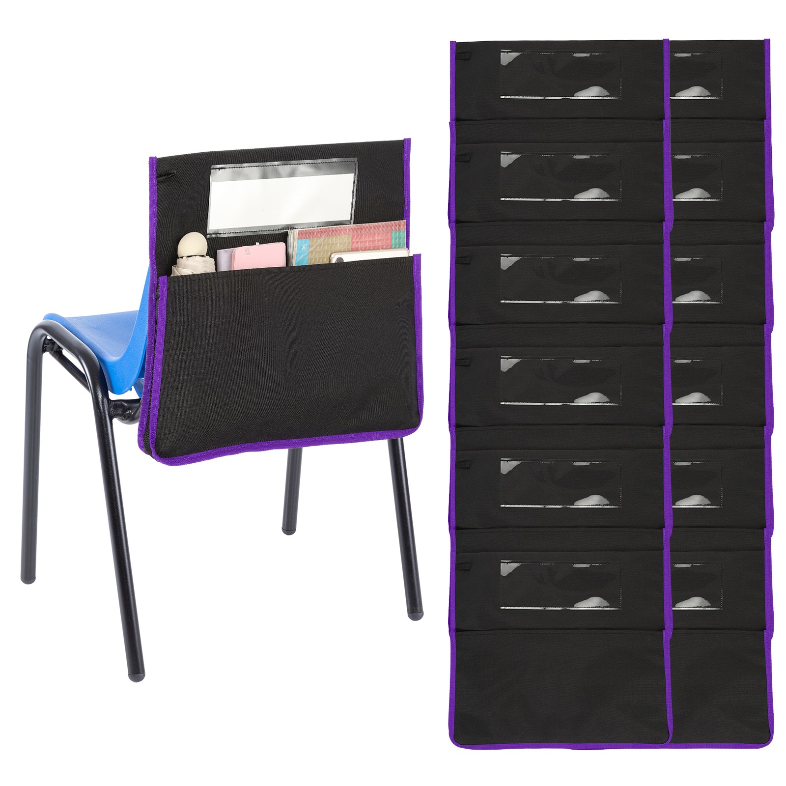 Purple Chair Pockets Length 16.5" Width 15.4" Seat Sacks, 6 Pcs