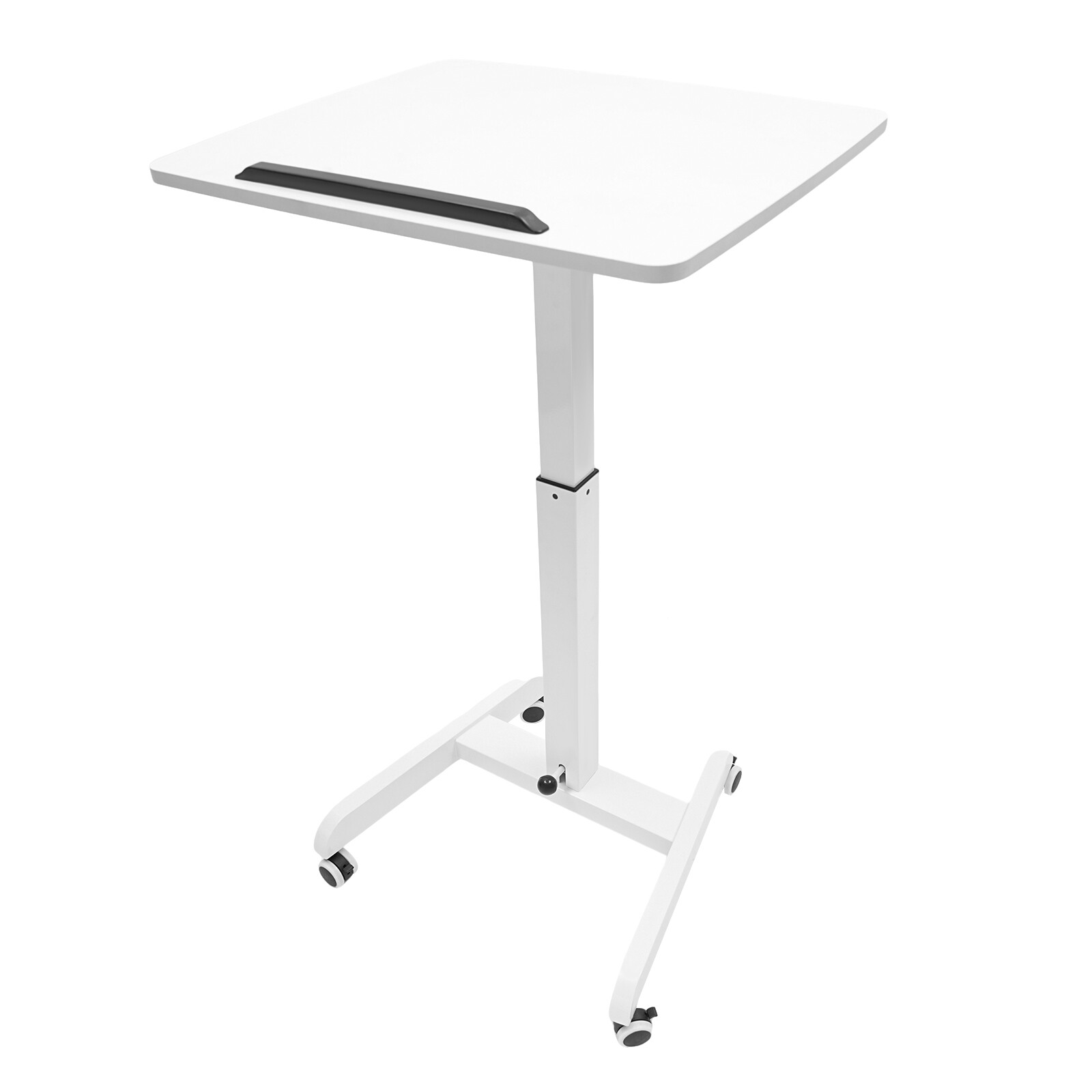 Adjustable Standing Desk Rolling Laptop Cart Mobile Podium Pedal Lift w/ Wheels