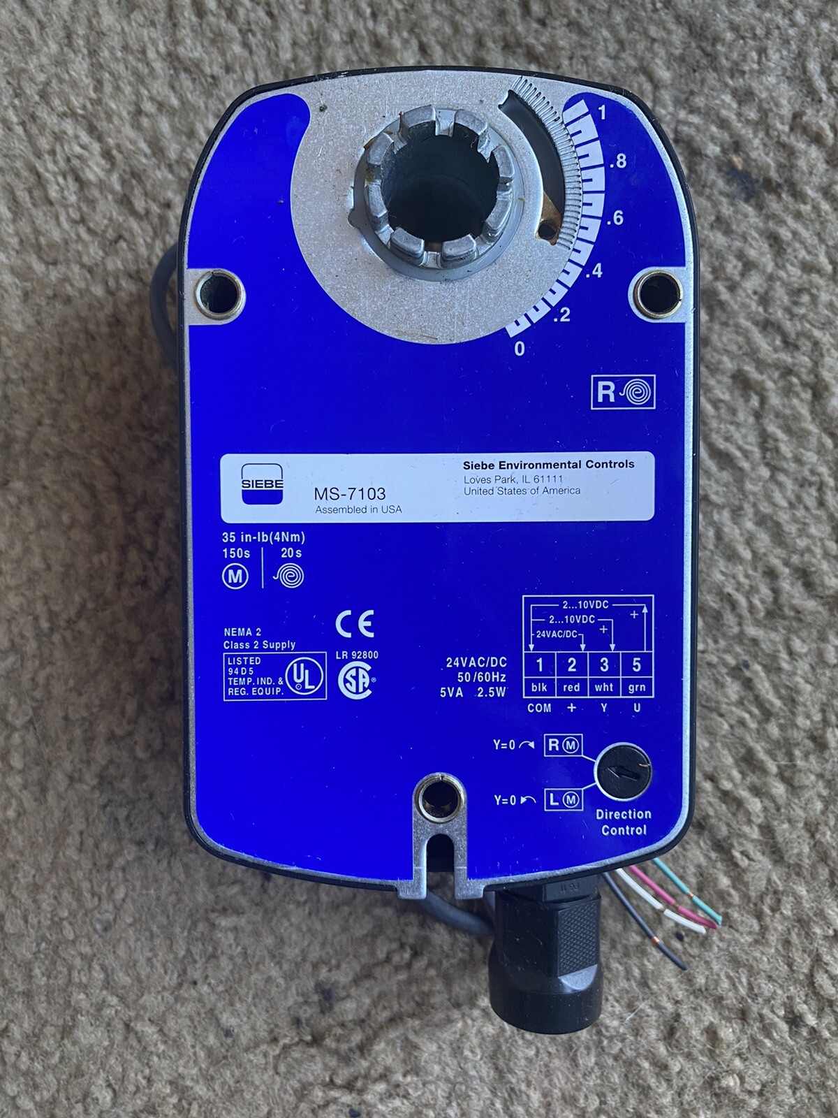 Siebe MS-7103 Spring Return Actuator (365)