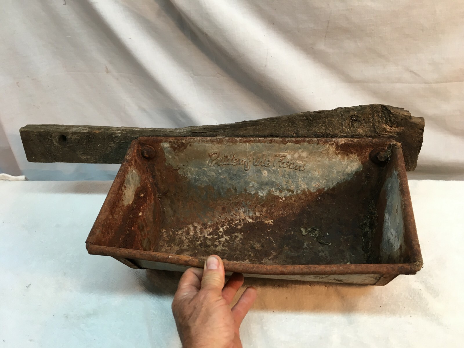 Vintage Pride of the Farm Galvanized Hog Trough Feeder Farm Planter Garden Art