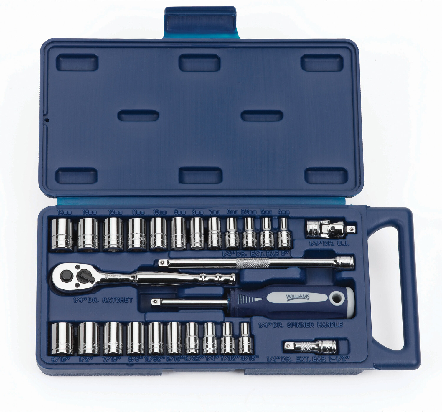 27pc 1/4"Drive ShallowSAE&Metric Socket Set 12point Supertorque Chrome Williams