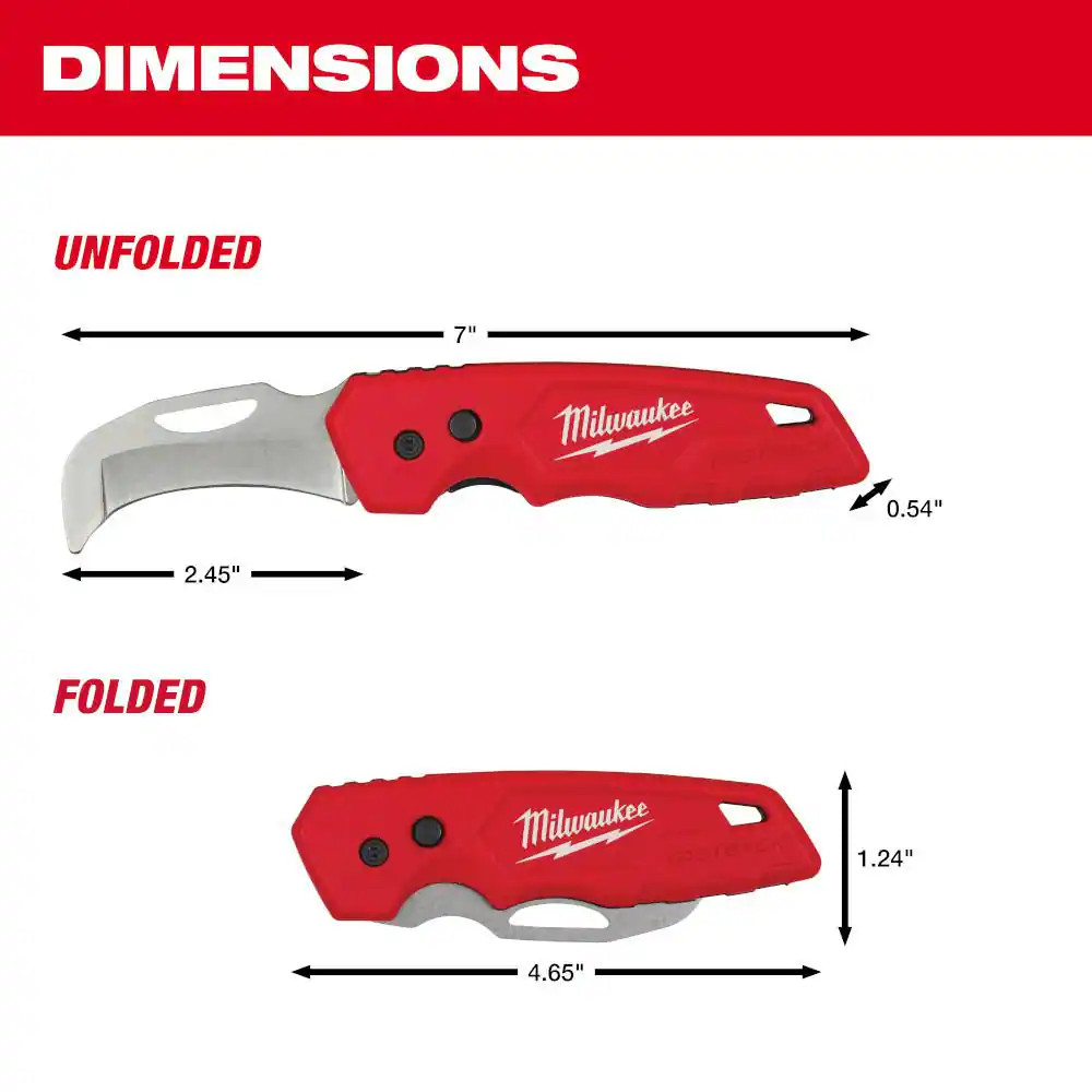 Linemans Blunt Tip Hawkbill Knife with STICKWORK 3- In-1 Ring and FASTBACK Stain