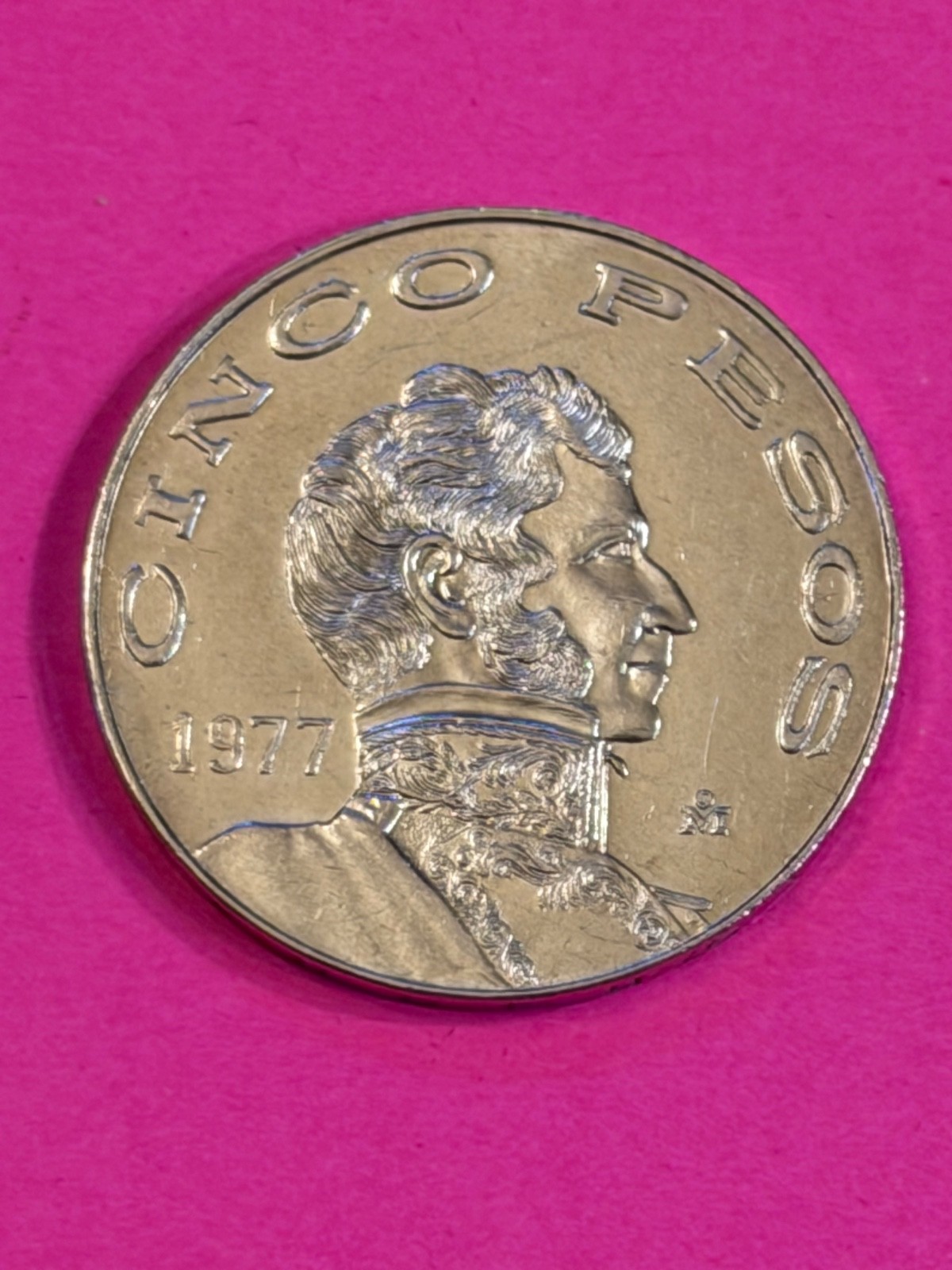 COIN MEXICO 1977  CINCO  PESOS  GUERRERO  FREE SHIPPING