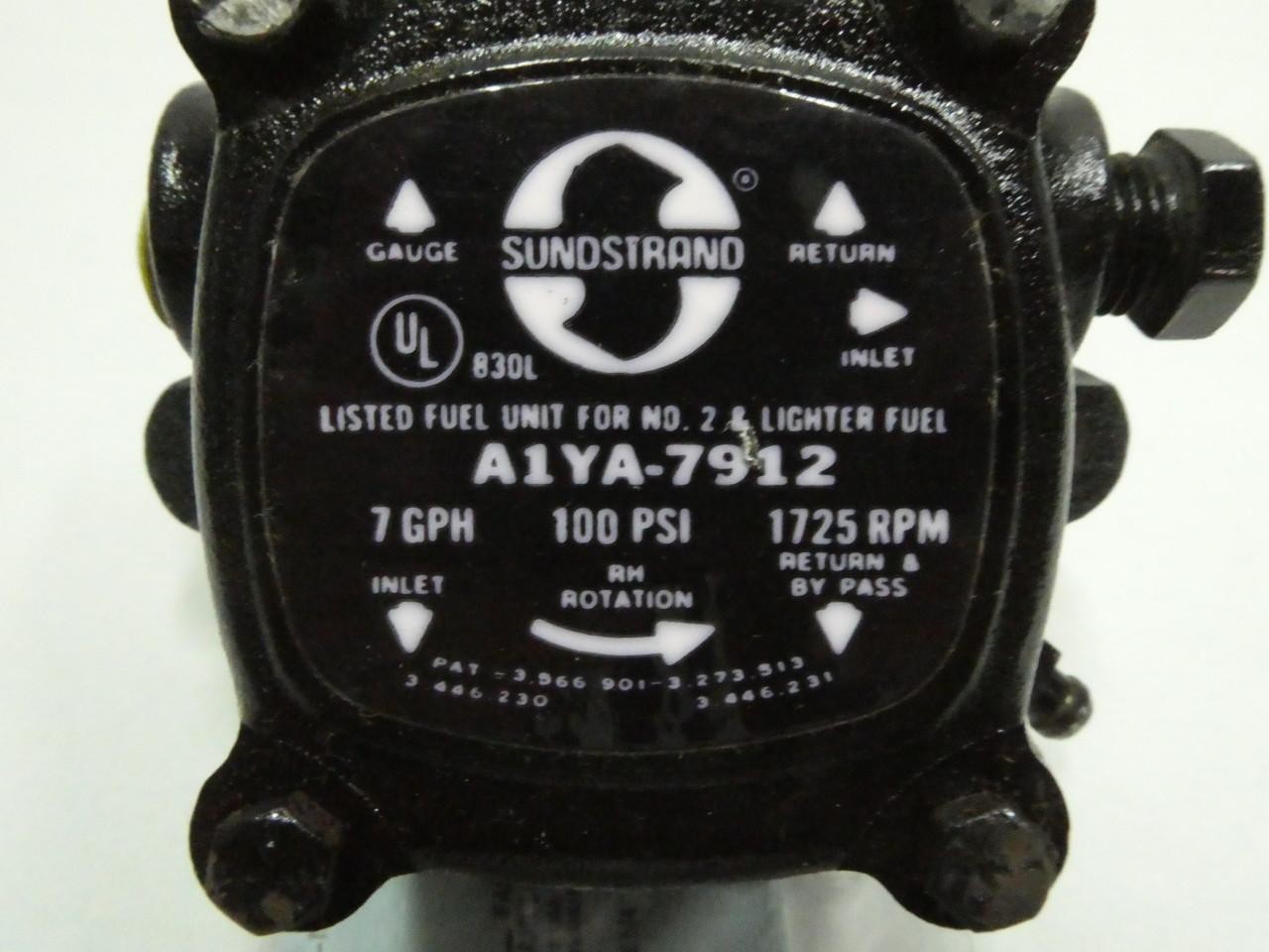 Sundstrand A1YA-7912 Single Stage Fuel Pump 100psi 1725rpm 7gph