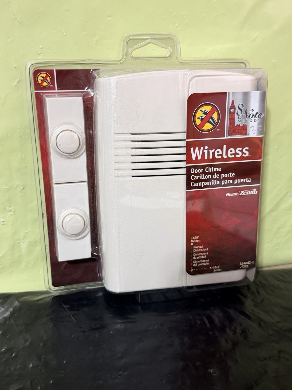 Heath / Zenith 2 Button Wireless Doorbell Chime Kit - LE-6162-B. 8-NOTE NEW