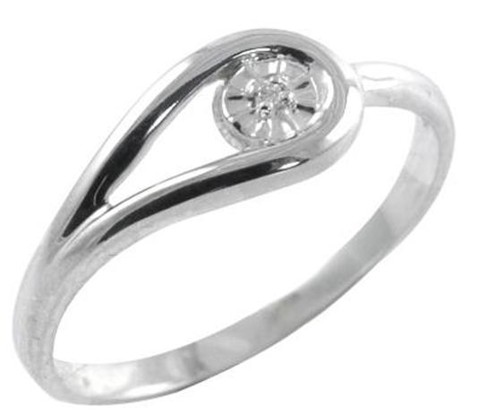 Rhodium-plated over 925 Sterling Silver Genuine Diamond Promise Ring, size 7