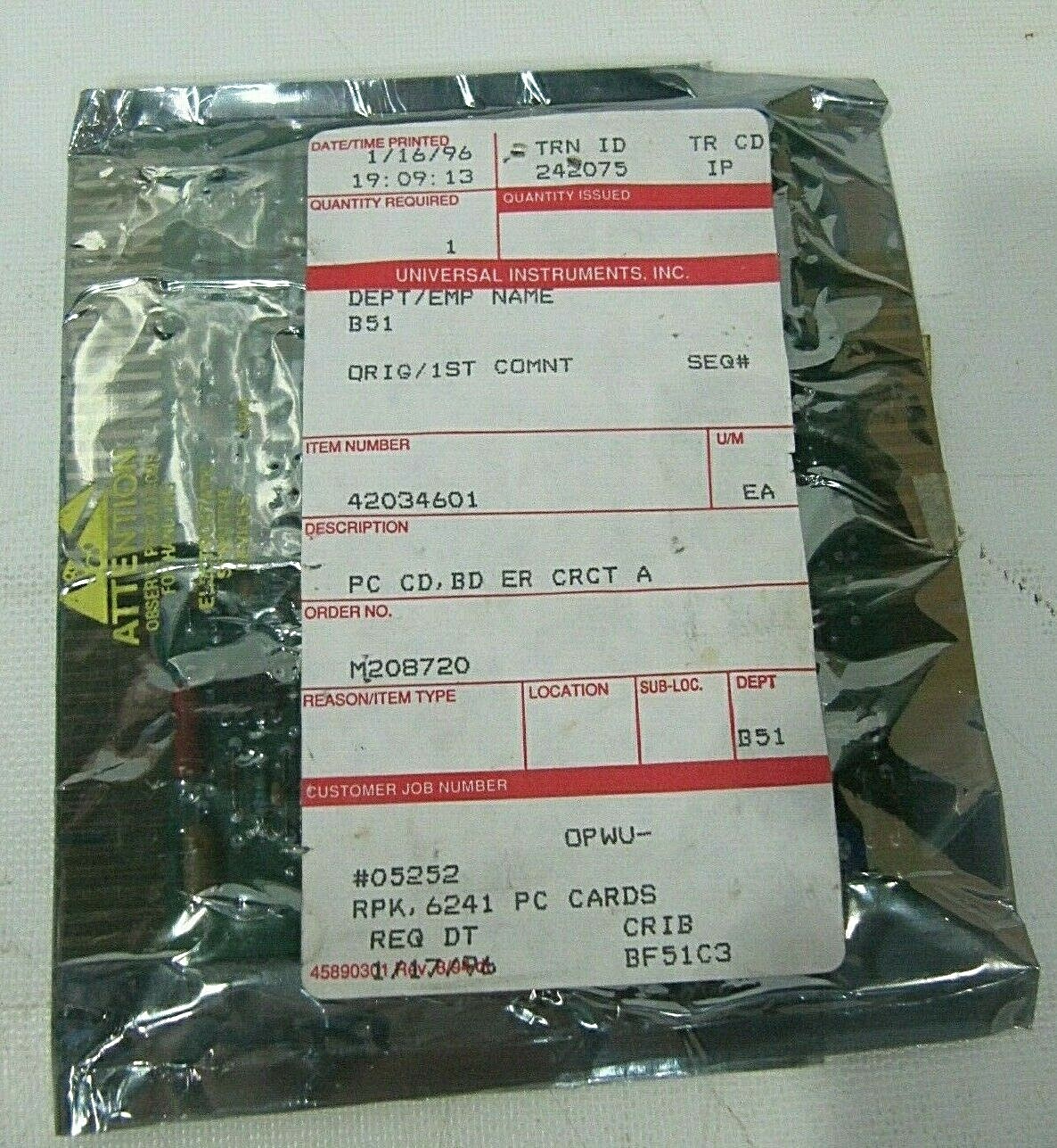 (NEW) Universal Instruments PC CD, BD ER CRCT A PCB Circuit Board 42034601