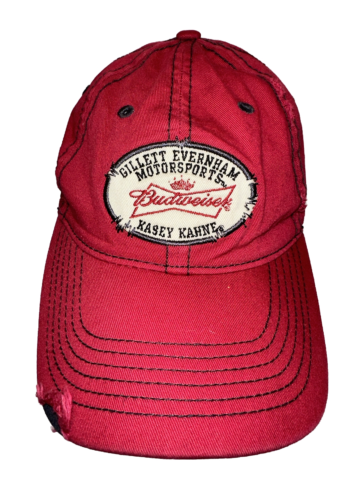 Gillette Evernham Budweiser Kasey Kahn 9 Red Hat Cap Authentic NASCAR Distressed