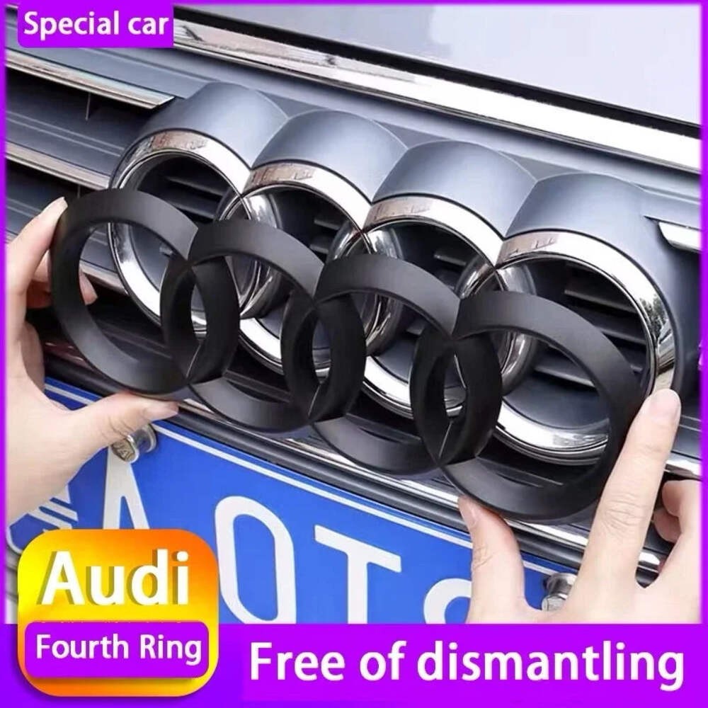 1Pc Audi directly covered front /Rear logo Emblem Refitted four-ring black Badge
