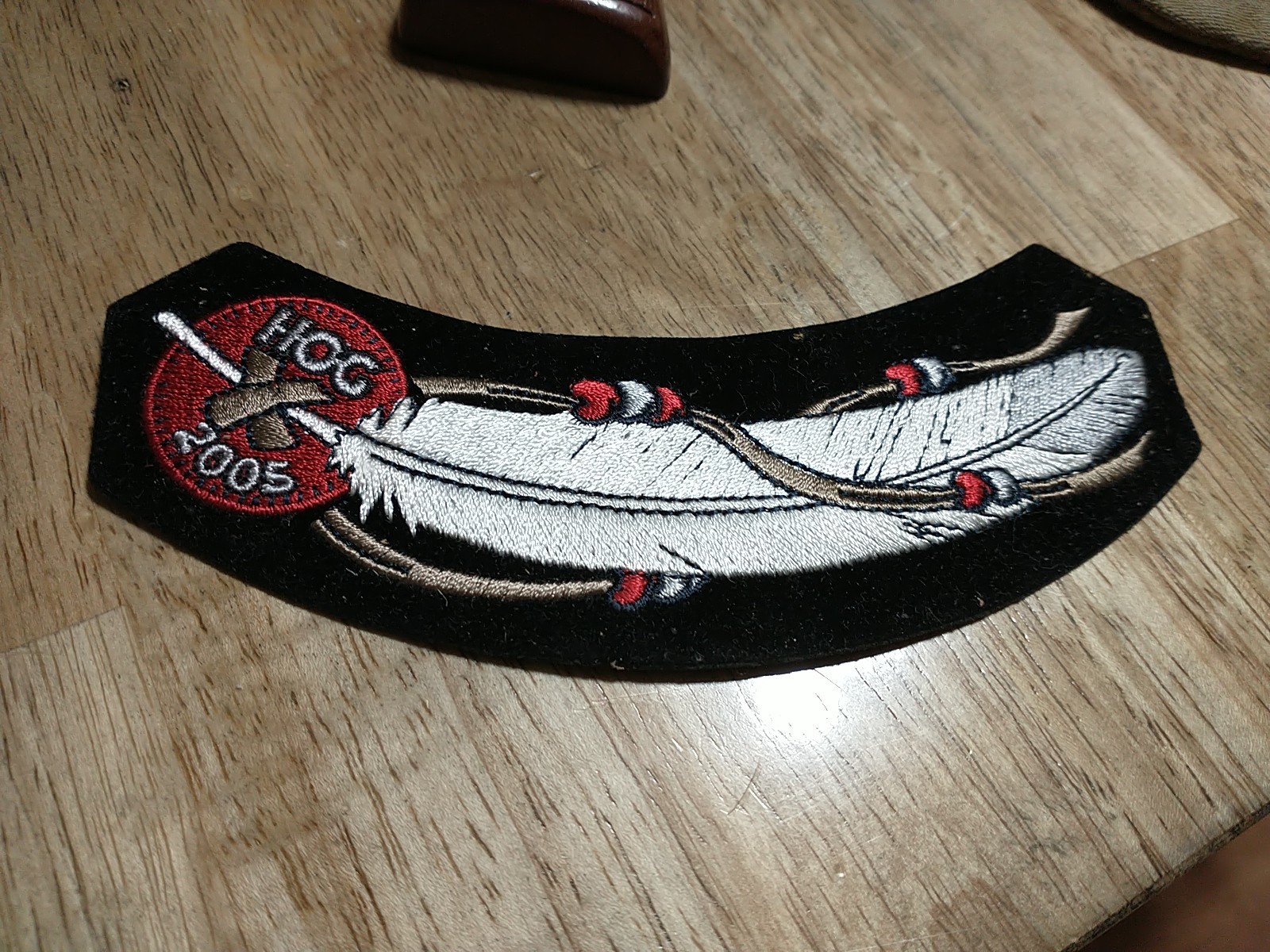 HARLEY DAVIDSON Embroidered Patch HARLEY OWNERS GROUP 2005 HOG ROCKER PATCH 6X2"