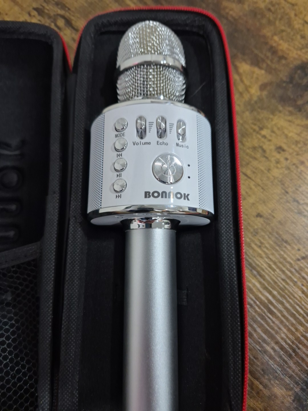 BONAOK Wireless Bluetooth Karaoke Microphone – Rose Gold w/ Case & Cables