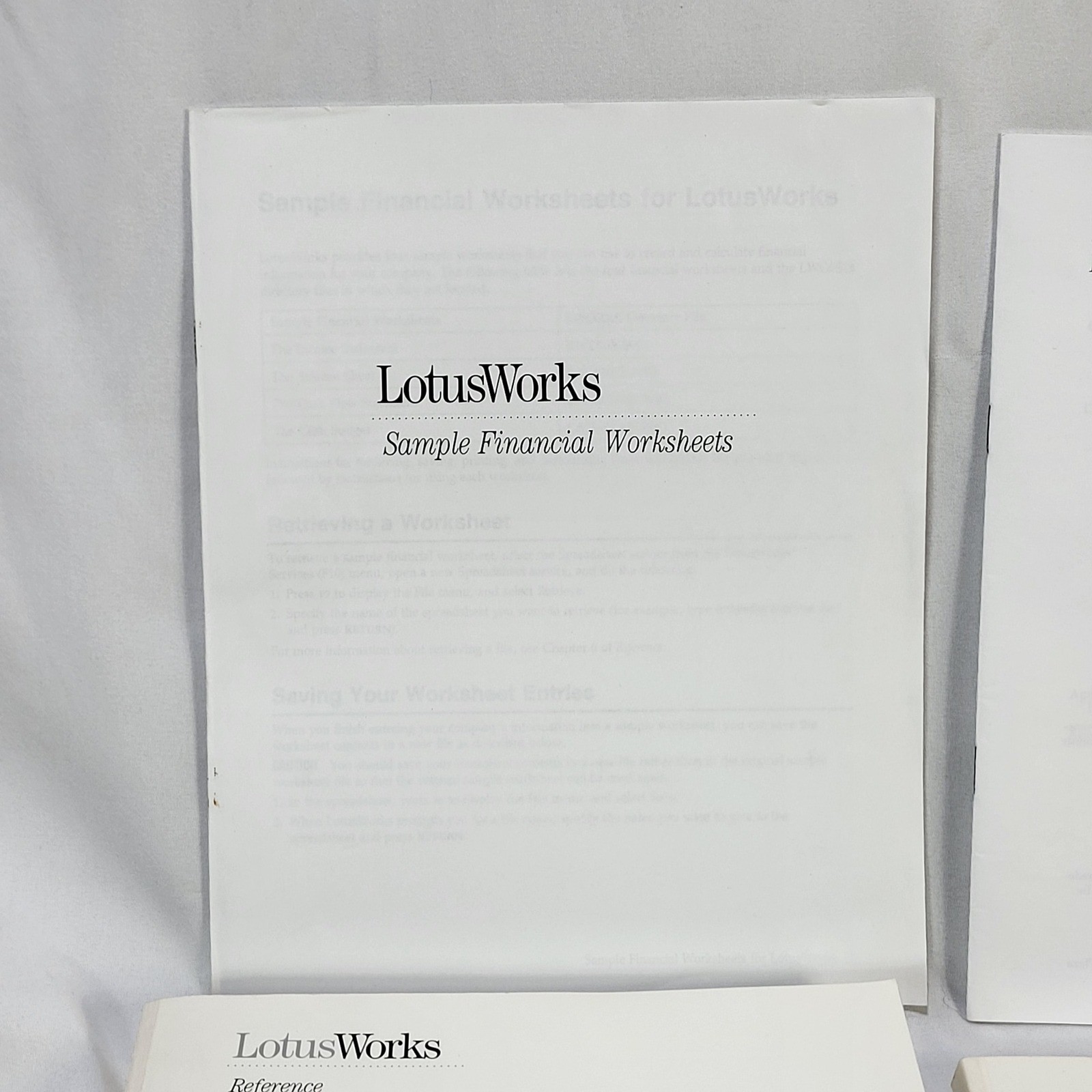 VTG 1990 Lotus Works Tutorial Reference Financial Worksheet User Guide Books
