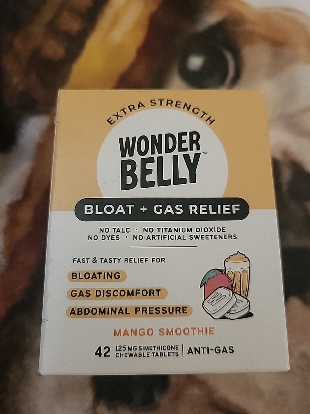 Wonder Belly Bloat + Gas Relief  Anti-Gas Mango Smoothie 42 Chewable Exp. Jul.26