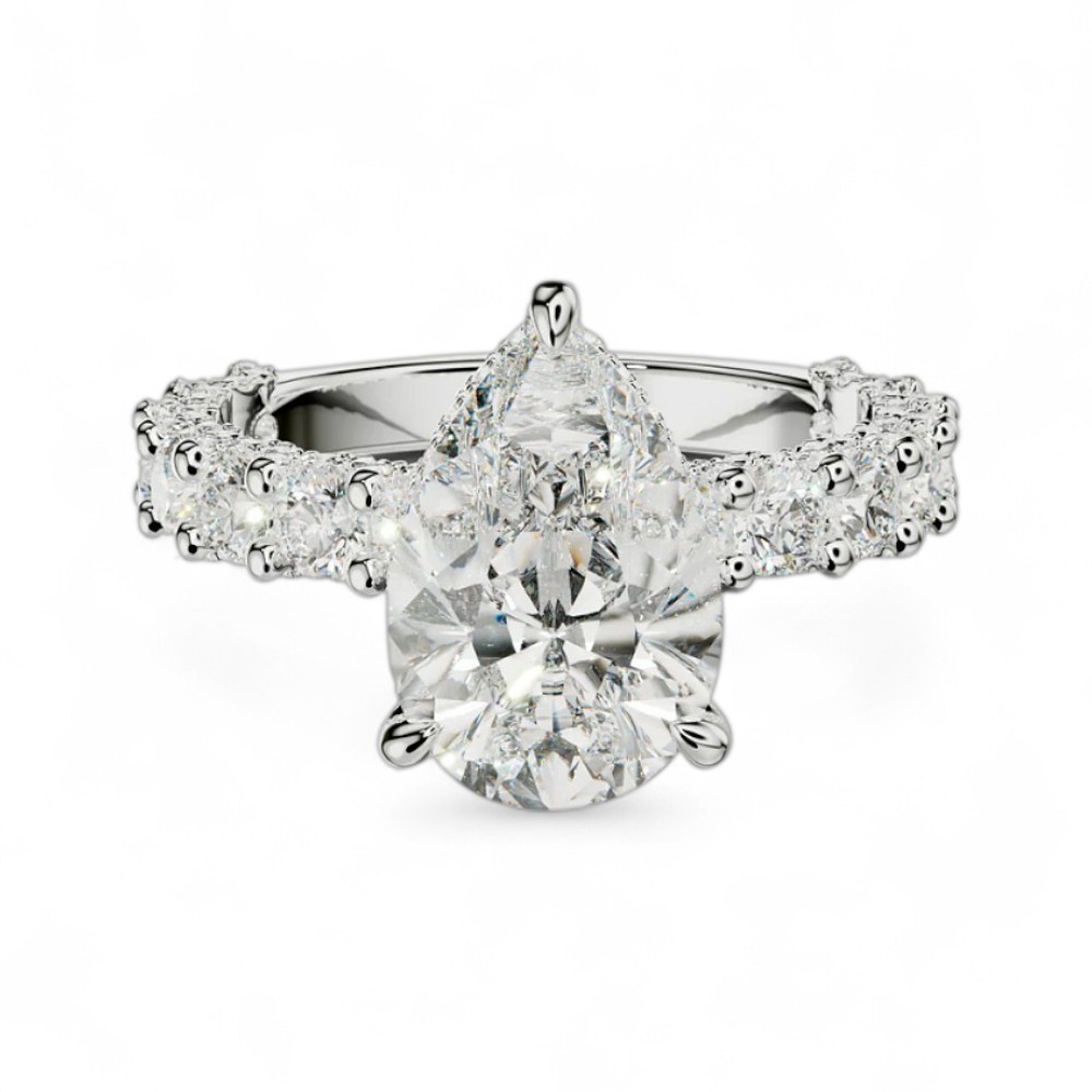 Engagement Ring Pear Cut Setting 14k White Gold 1.50 Carat Semi Mount Diamond
