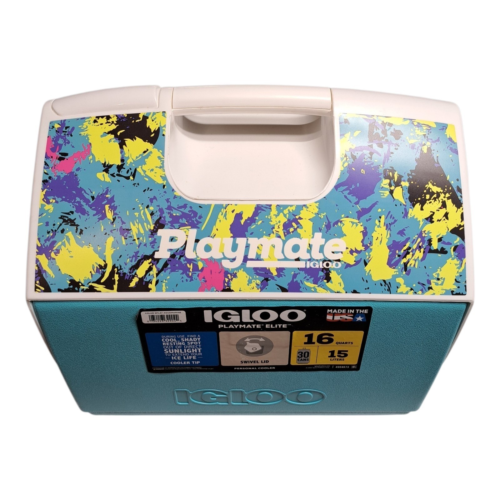 Igloo Playmate Elite 16 Quart Cooler Splat AquaMarine 30 Can Camping Rare