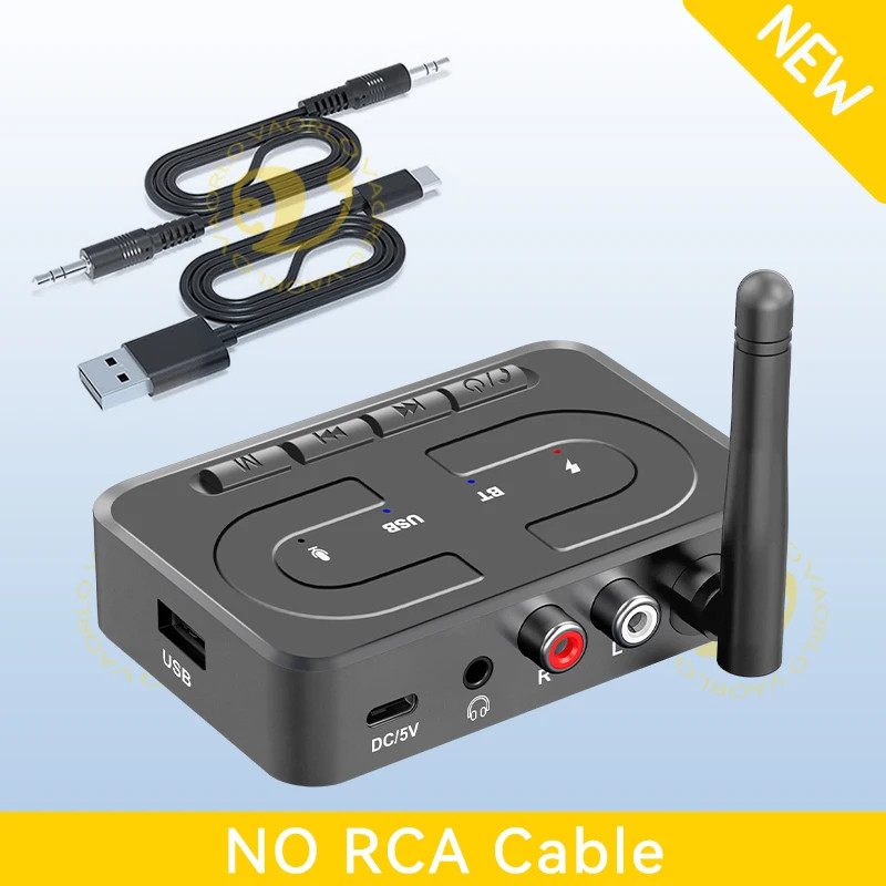 Bluetooth 6.0 Audio Receiver 3.5mm AUX RCA Wireless Adapter HIFI Stereo Mic