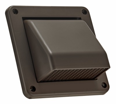 4 In. Fresh Air Intake Vent, Removable Screen, Brown Plastic - 604B