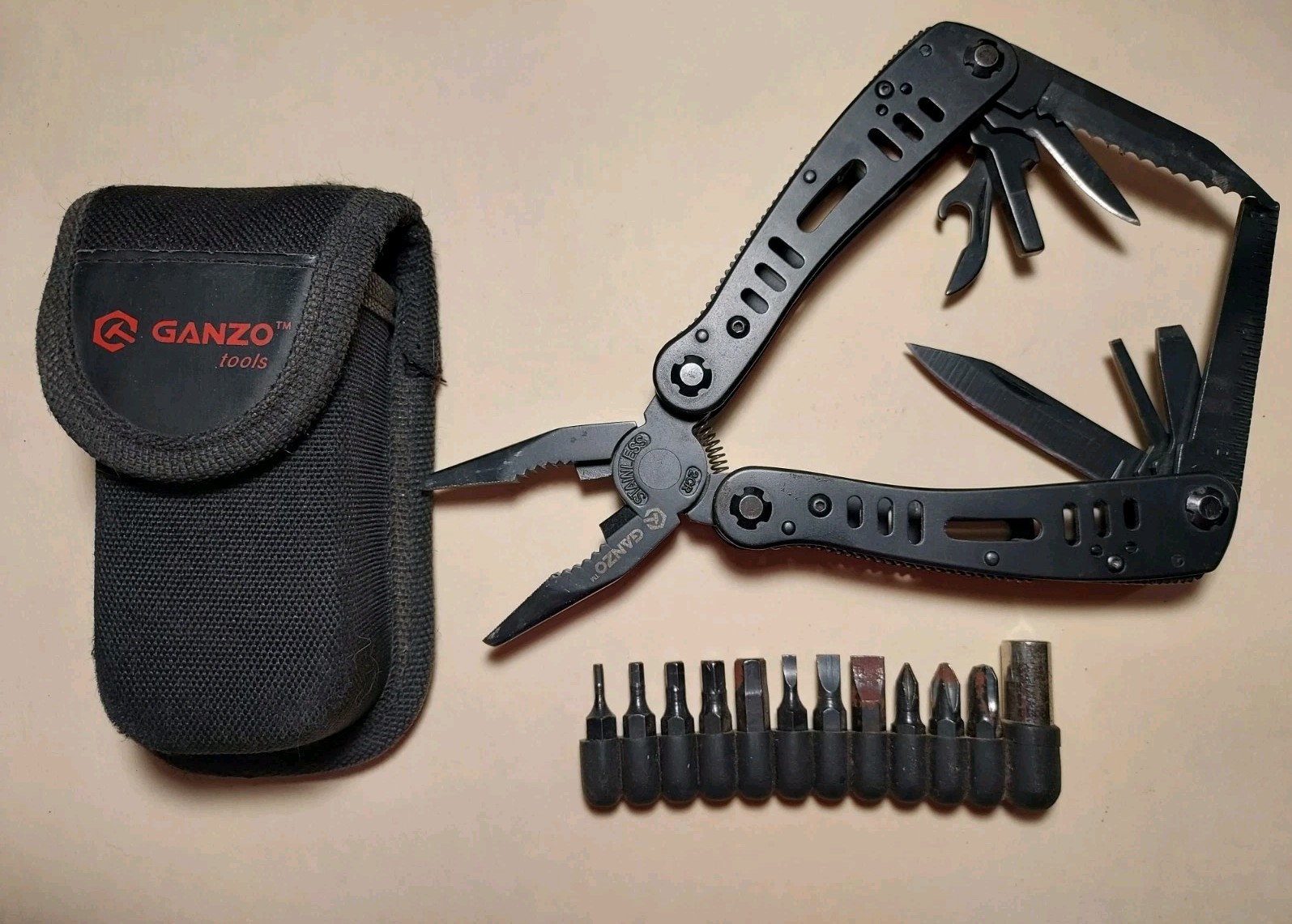 Ganzo Multi Tool with Bits, Nylon Pouch