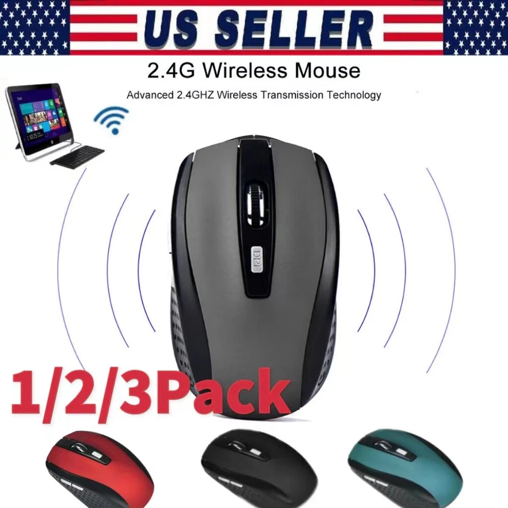 2.4GHz Wireless Optical Mouse Mice & USB Receiver For PC Laptop Computer DPI USA