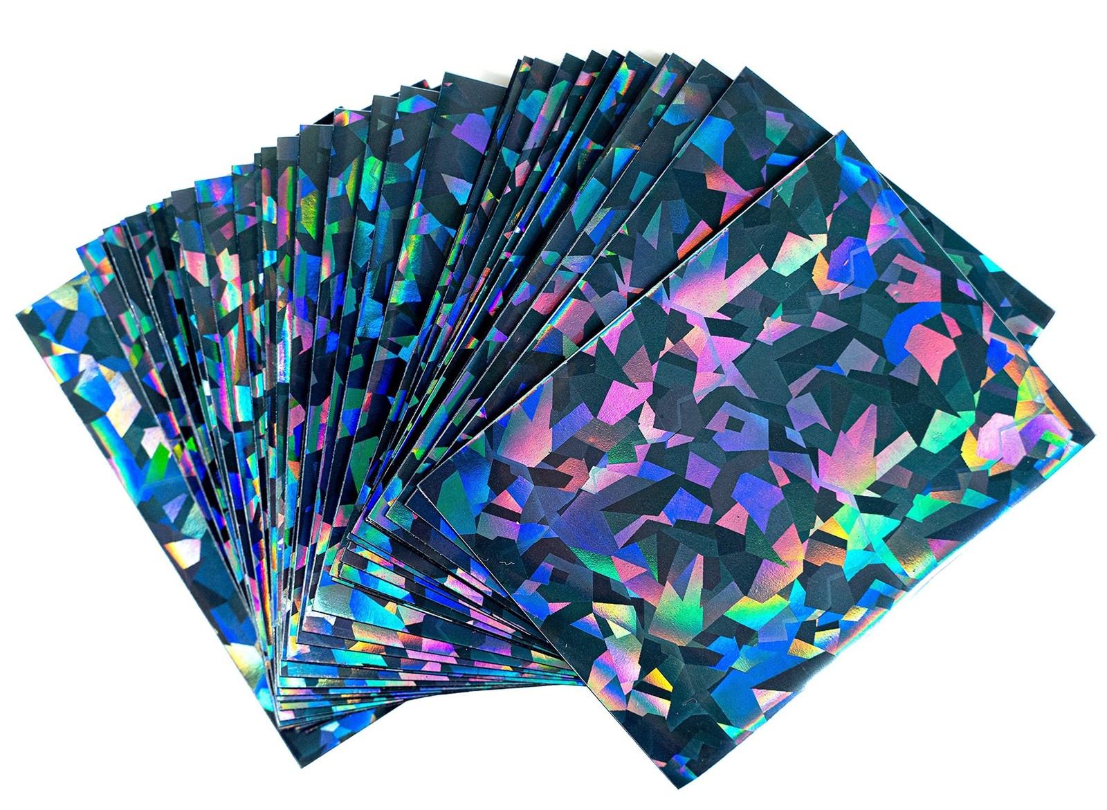 100 Black Holographic Card Sleeves Perfect Fit Shiny Trading Card Sleeves Sta...