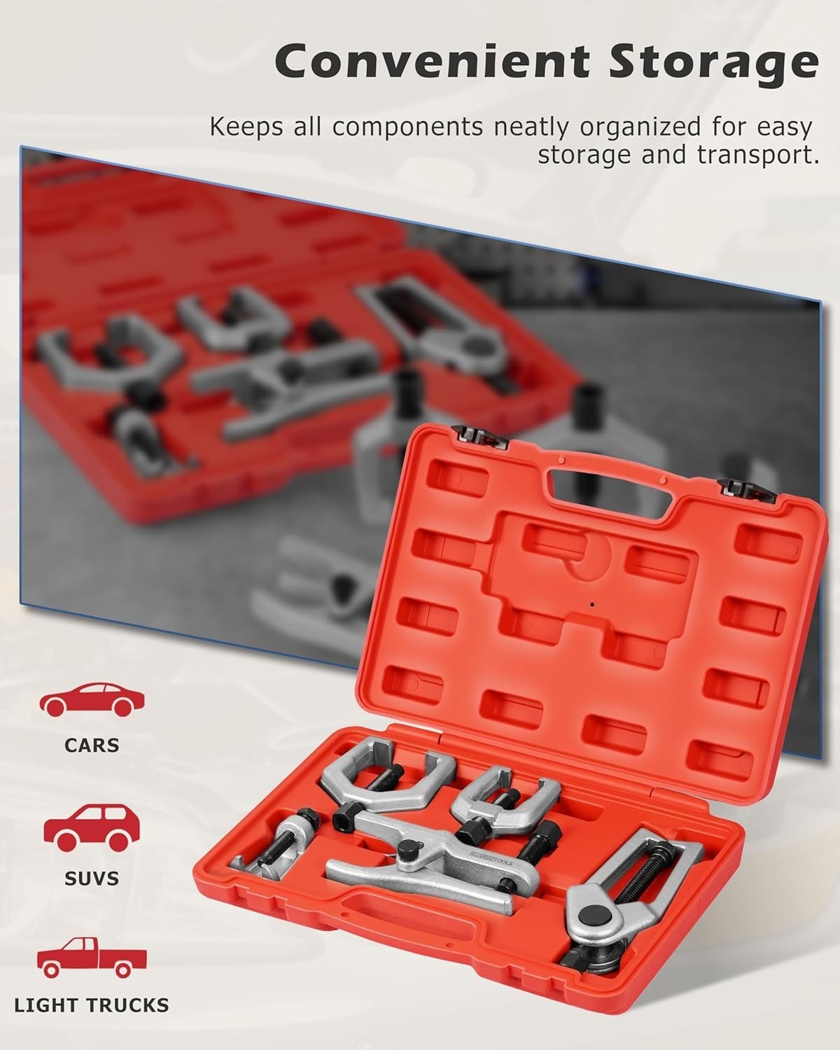 5Pcs Professional Front End Service Tool Kit, Pitman Arm Puller, Ball Joint Sepa