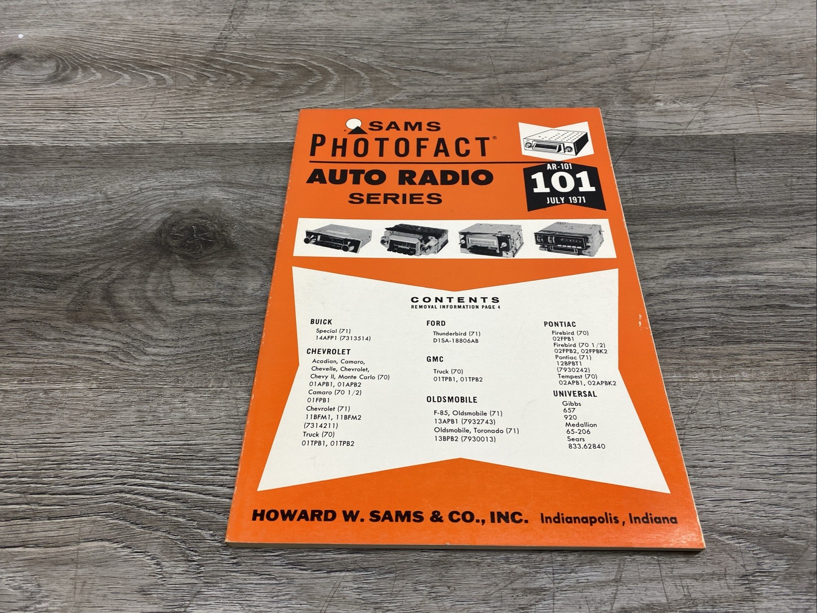 Sams Photofact Auto Radio Service Data Series Repair Magazine # AR-101