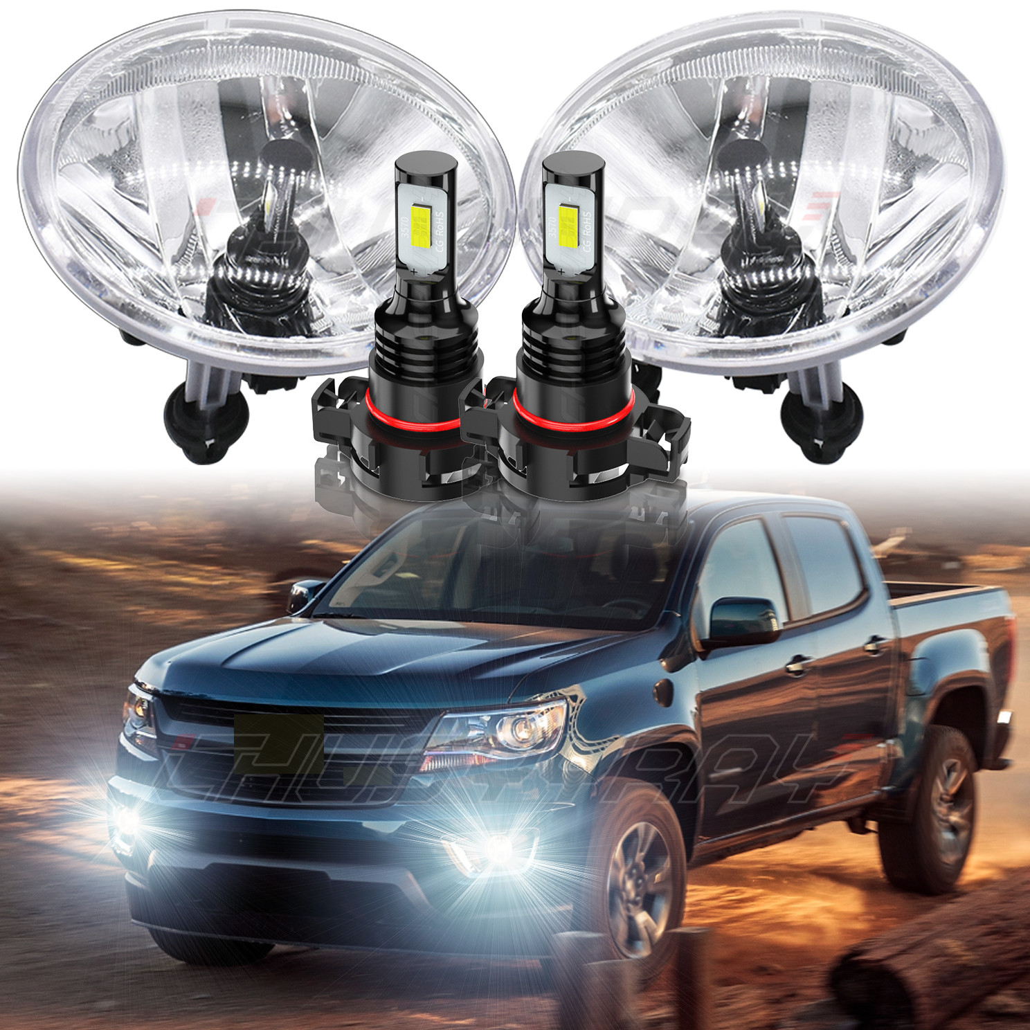 for Chevrolet Colorado 2015-2022 Fog Lights Bumper Lamps Clear Lens Replace