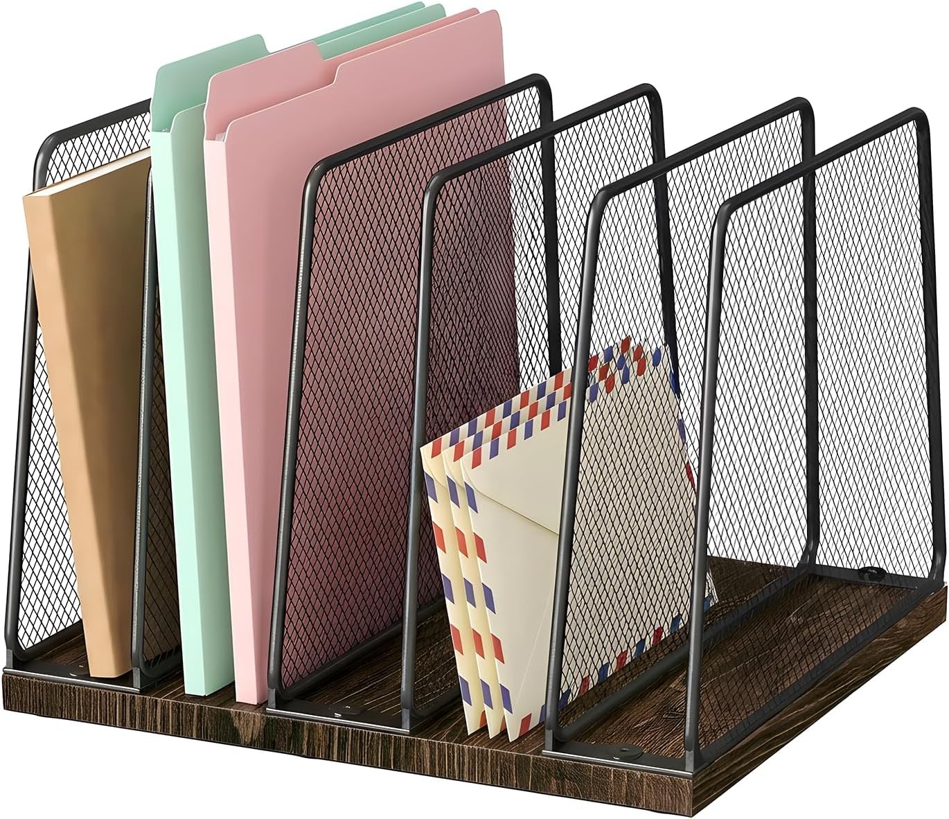 Desk File Organizer 5-Section Upright File Sorter Vertical File Folder Holder