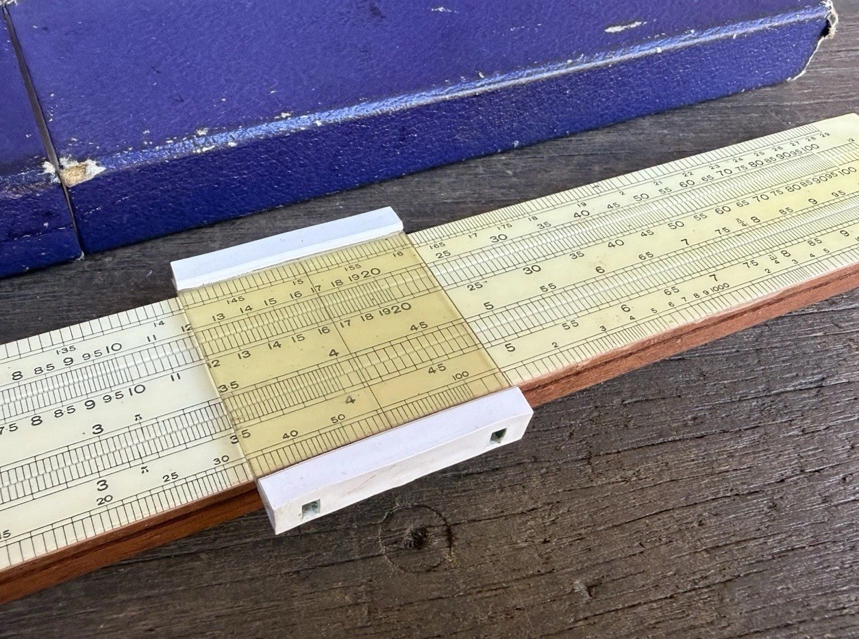 Vintage Unique Log Log Slide Sliding Rule & Case Measuring Drawing Old Tool