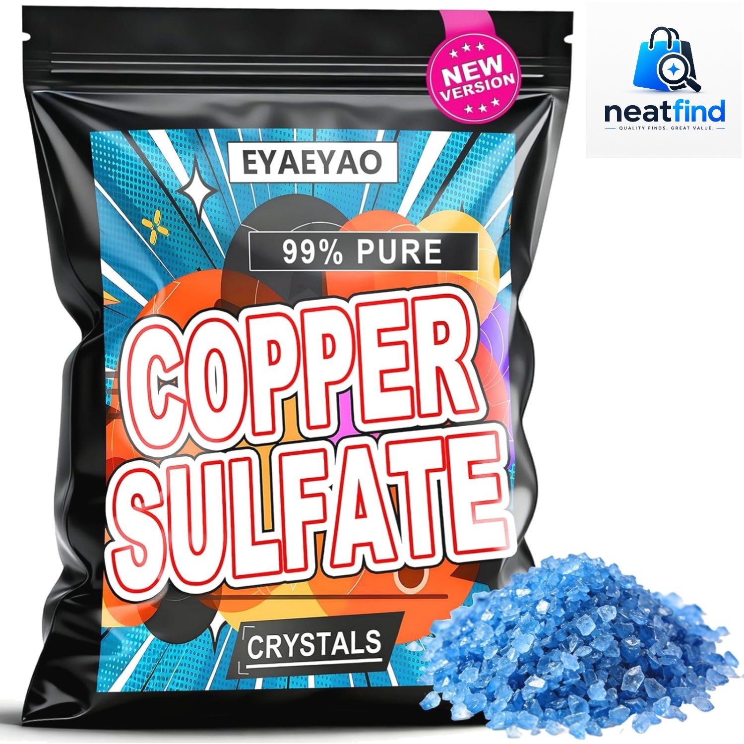 Crystals, Powder Pentahydrate – 99% Pure Fine Blue Crystals 4 oz