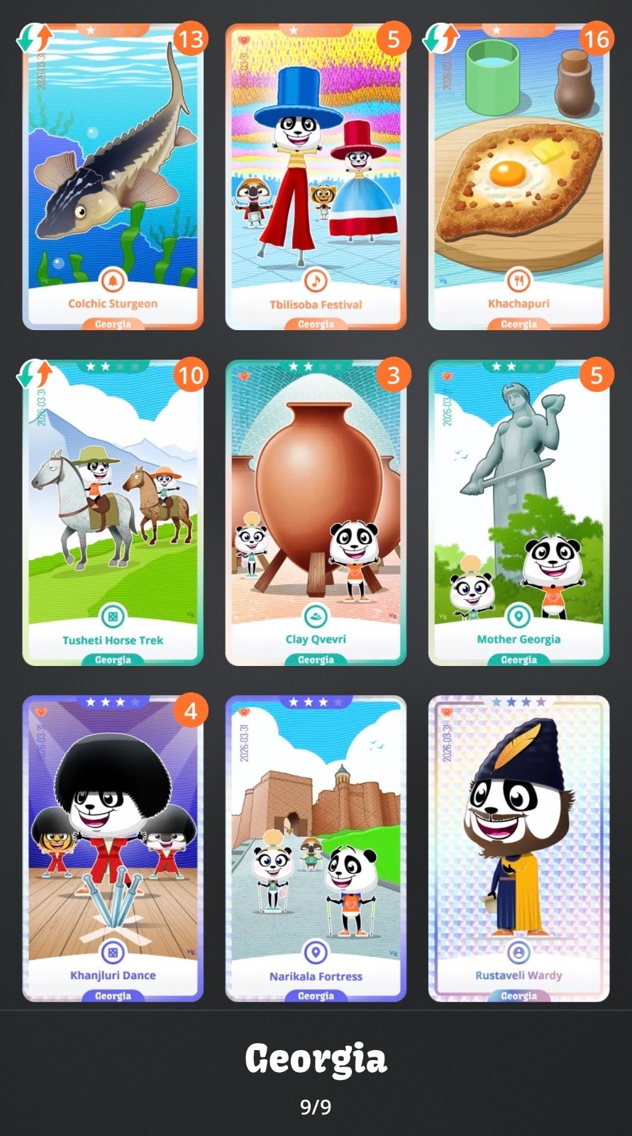 Weward Georgia Cards 2026 / WeWard Cartes Géorgie