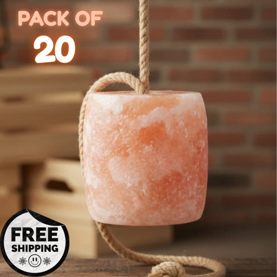 Himalayan Salt Lick Block on Rope 5 lbs | Pack of 20 Natural Horse Mineral Block