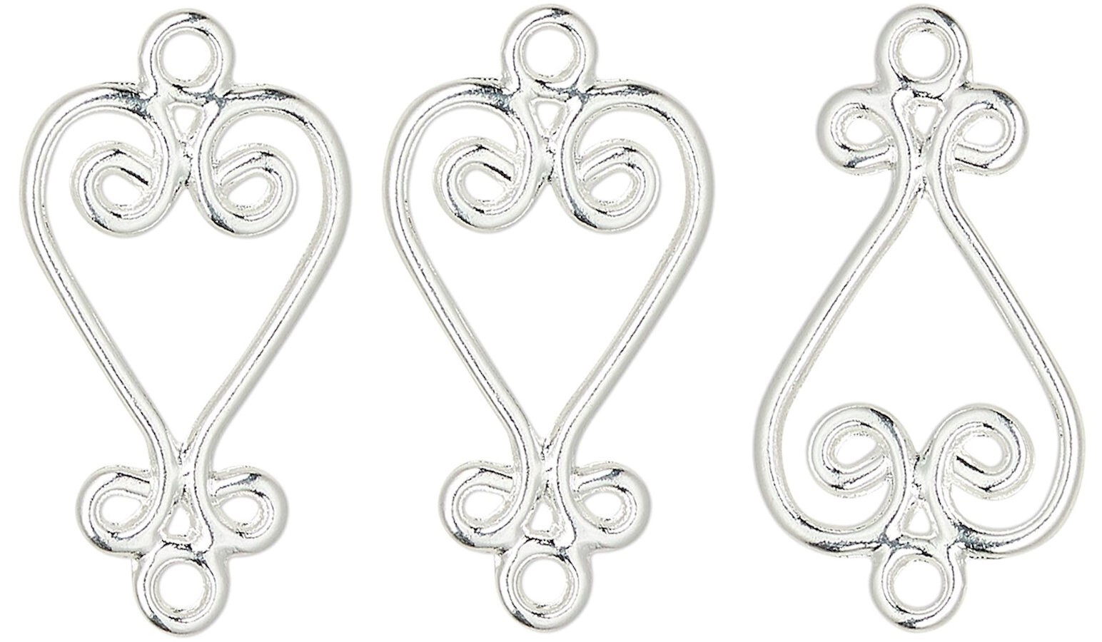 Drop, 10 Silver Plated Pewter 20x13mm Heart Chandelier Earring Connectors