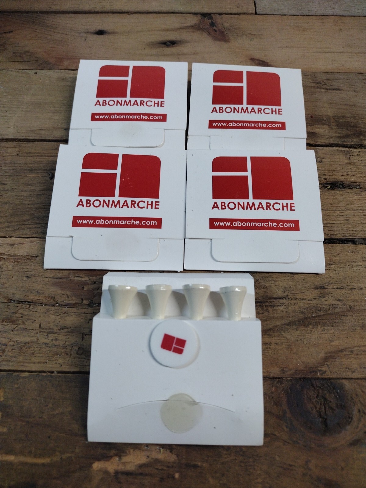 5 Vintage Abonmarche Golf Tee & Ball Marker Set Easy Carry Matchbook-Style Cover