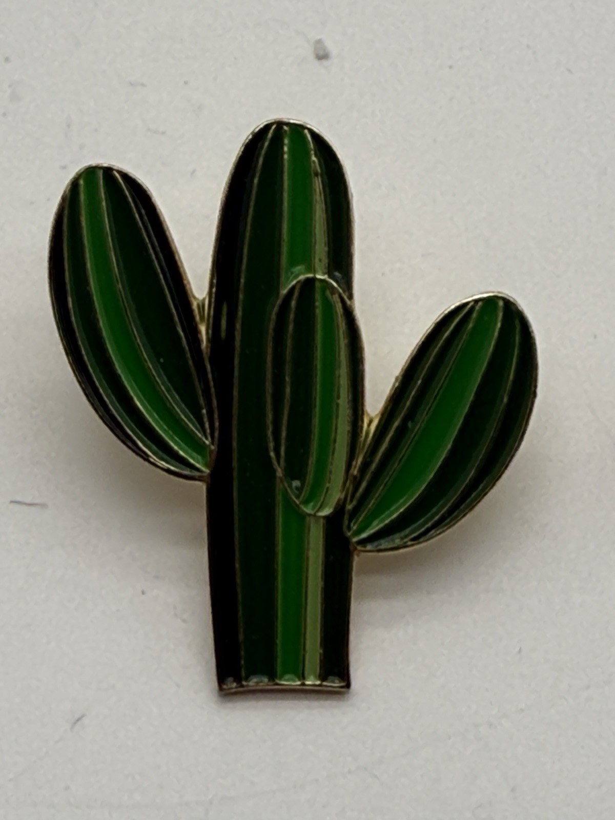 Cactus Pin/Brooch; Enamel And Metal Green