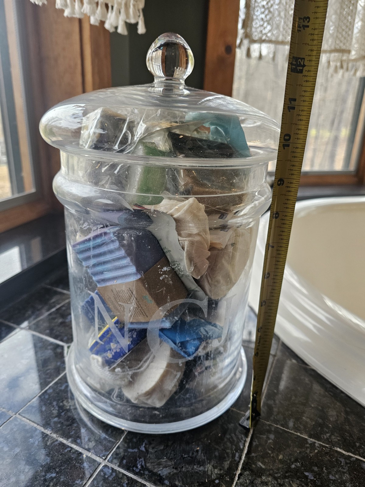 Large Glass Canister Bathroom Storage/ Soaps/ Bath Salts Or Accessories