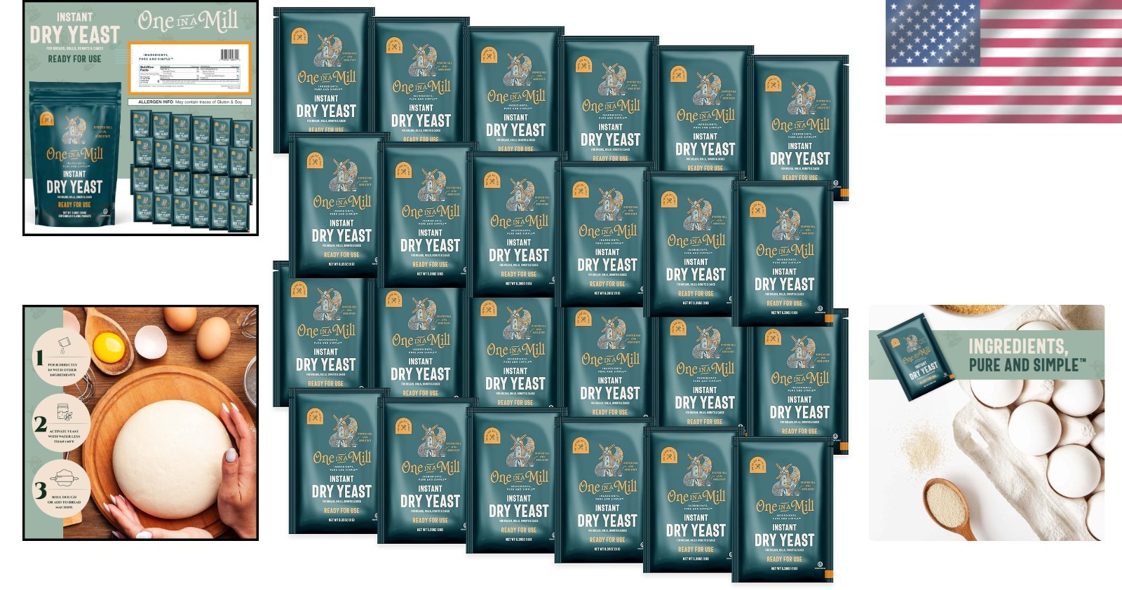 24 Pack Instant Dry Yeast | Fast Acting Self-Rising Baking Yeast for Bread