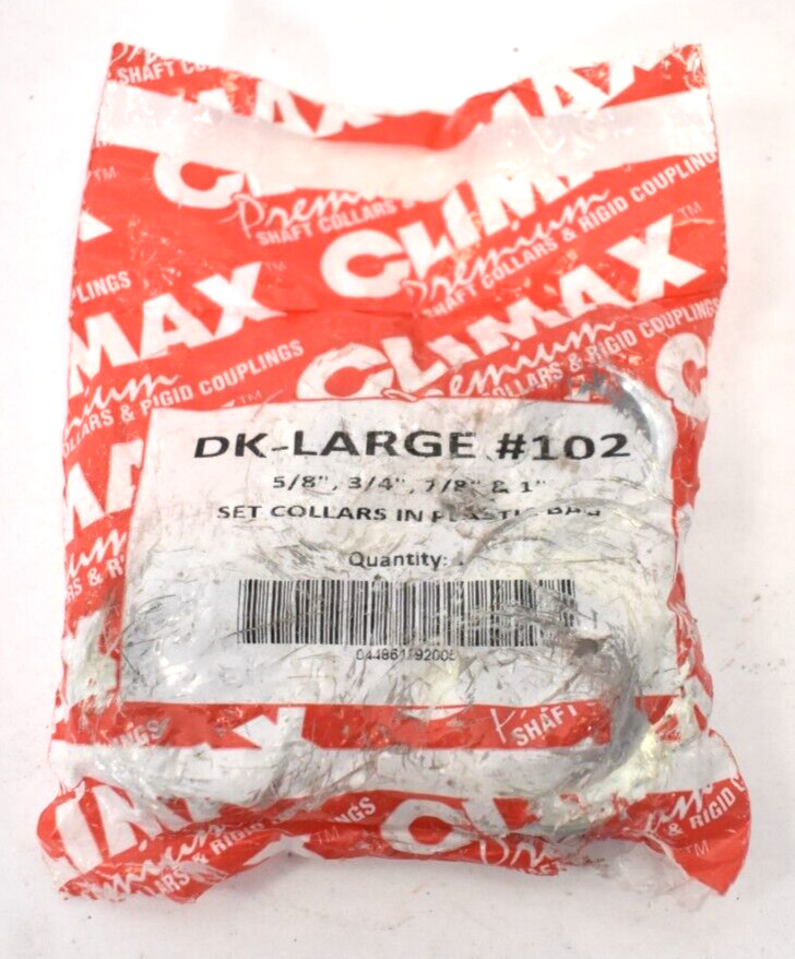 Climax 4 Piece Set Collars 5/8" 3/4" 7/8" & 1" Hardware Tool Kit DK-LARGE #102