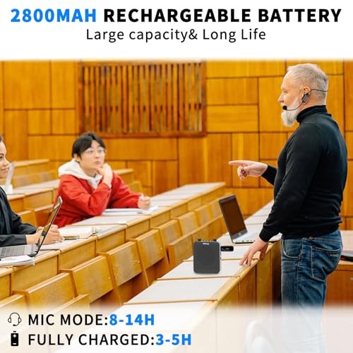 30W Portable Voice Amplifier with Wireless Microphone Headset, Standard Black