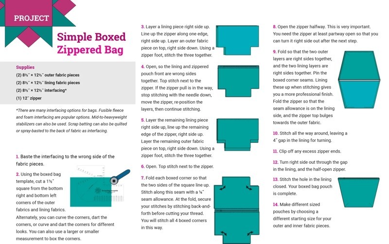 Boxed Bag Template - Cut Boxed Corners But Don't Cut Your Fabric - Plus Pattern