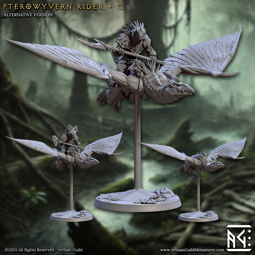 Lizardman Pterowyvern Rider - Spear Maul - Artisan Guild - Dungeons and Dragons